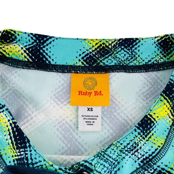 Ruby Rd. XS Long-Sleeve Geometric Print Womens Top - Picture 2 of 5